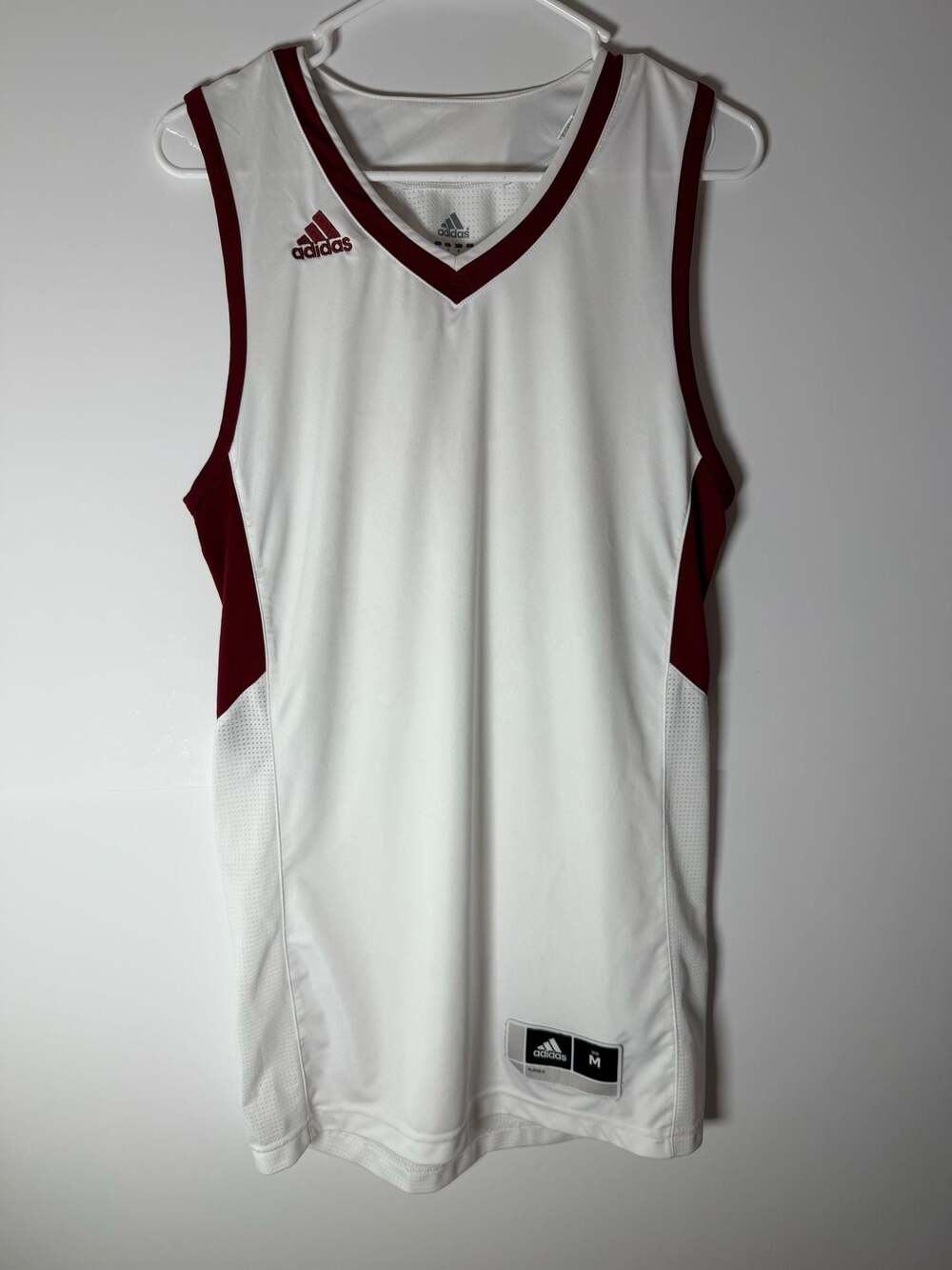 Adidas Men's Team Jersey Tank Top White Maroon Size M